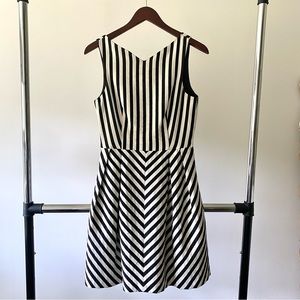 Zara Black and White Striped Cocktail Dress